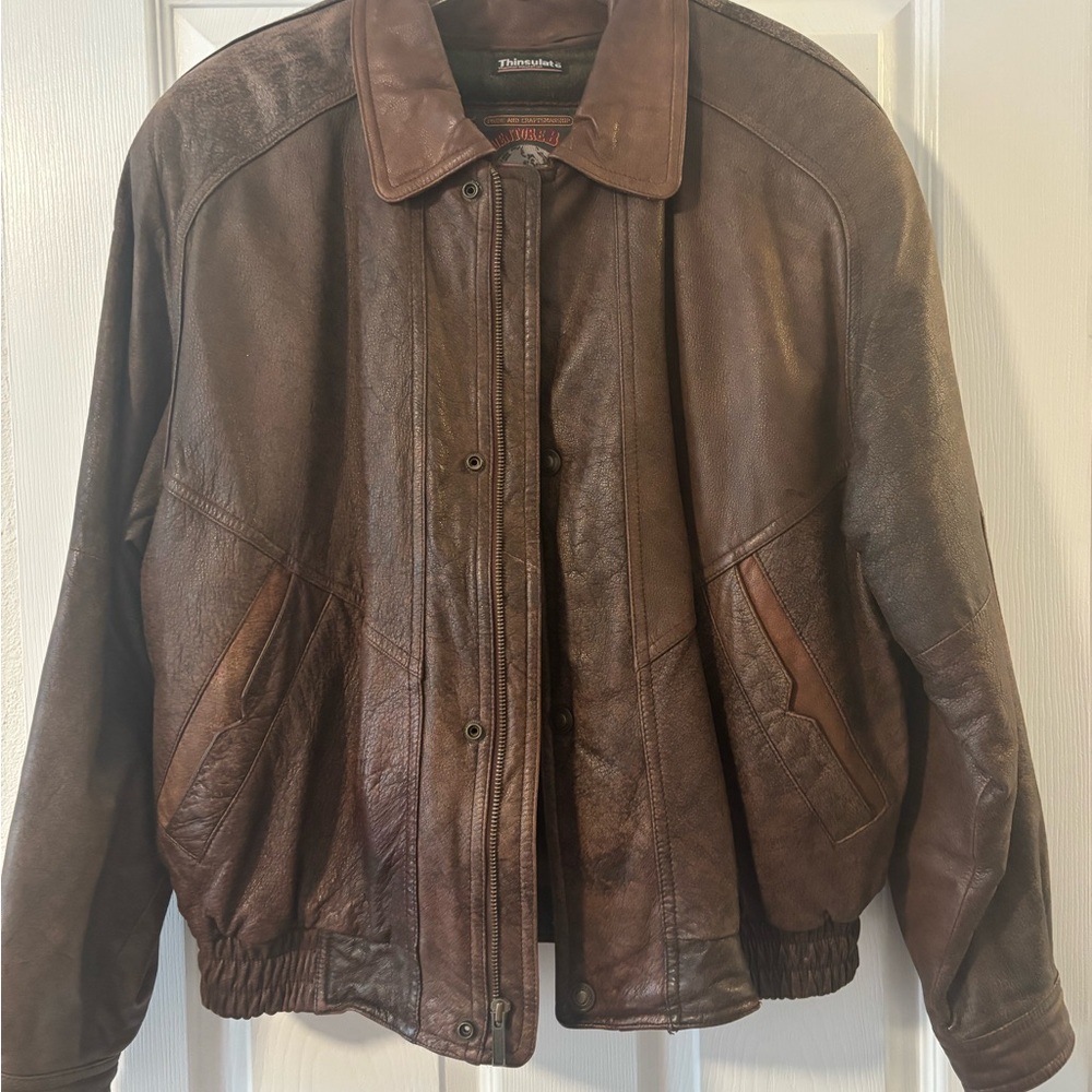 Wilson Adventure Bound Brown Leather Bomber Jacket Thinsulate liner Medium